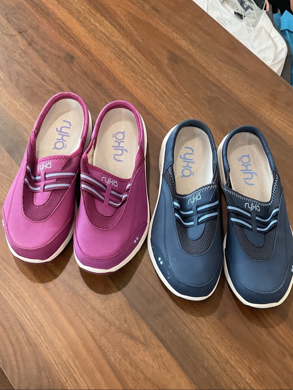 Ryka Slip-On Sneakers in Pink and Navy 2 pairs